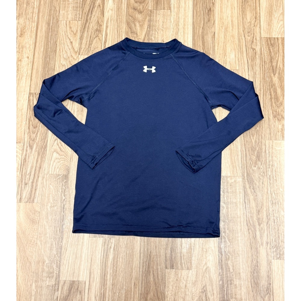 Under Armour Kids Navy Blue HeatGear Long Sleeve Athletic Shirt Youth Medium